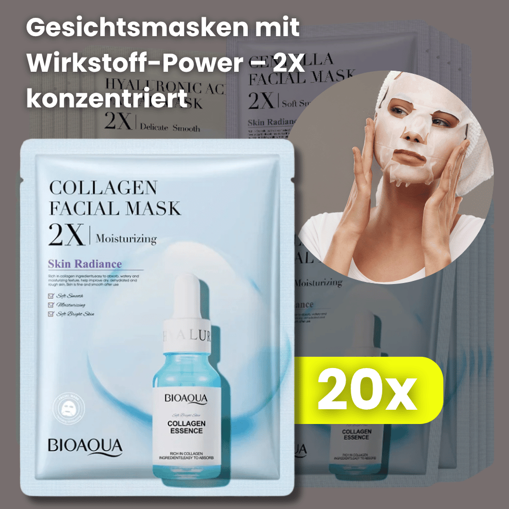 AquaDerma - 20x Feuchtigkeitsspendende Gesichtsmasken