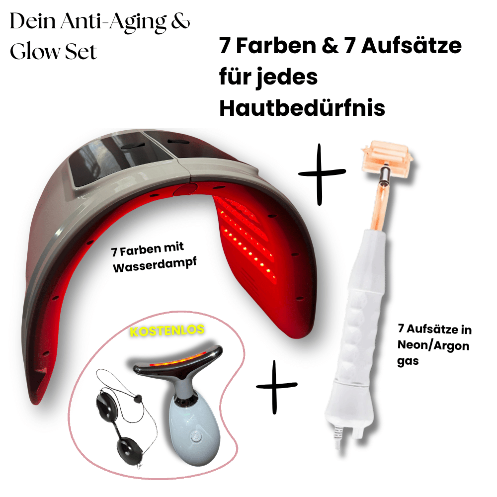 Set 2 - 7in1 Hochfrequenzstab + 7in1 GlowPro Gesichtsdampfer + Kostenloses 7in1 EMS Face Lifter & Serum