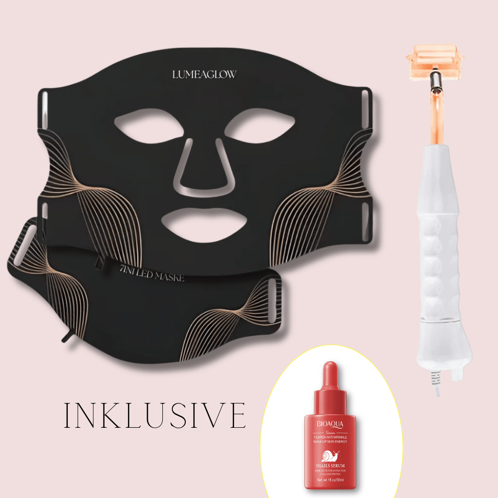 Set 1: 7in1 LED Maske + SkinLift Hochfrequenzstab + Gratis Gesichtsserum – Komplettset für Anti-Aging, Aknebehandlung & Hautverjüngung von Lumeaskin.