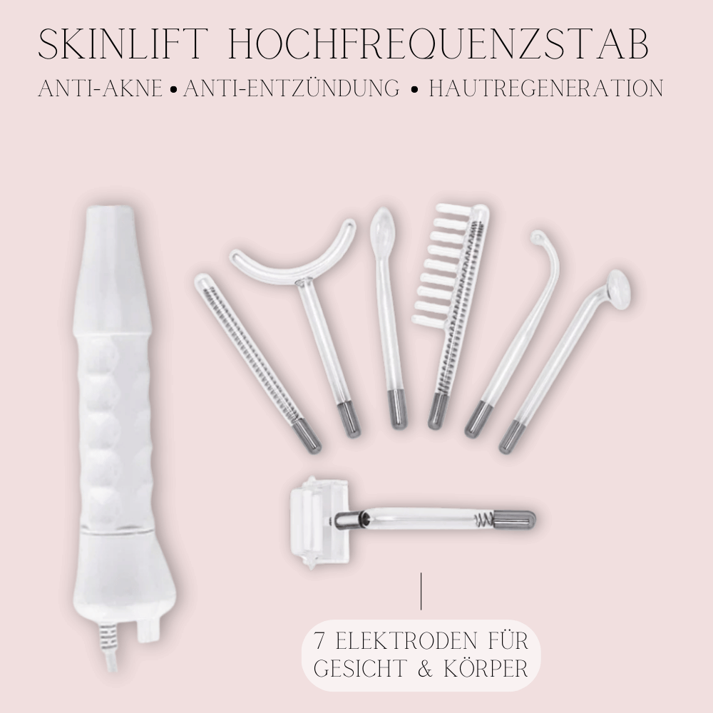 SkinLift Hochfrequenzstab mit 7 Elektroden für Gesicht & Körper – Anti-Akne, Anti-Entzündung & Hautregeneration – Teil des Premium Spa Set 7in1